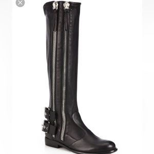 Giuzeppe Zanotti Leather High Boots Moto Zip Trimmed 🖤